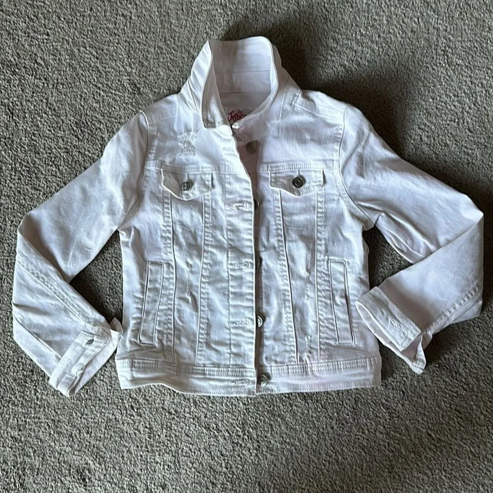 Justice Girl’s Distressed Jean Jacket in Faint Light Pink!